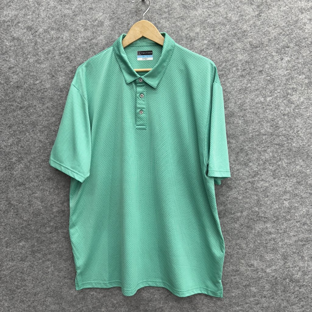Pga Tour Airflux Men's Golf Polo Shirt, Performance Golf Shirt, Green, Size Xxl